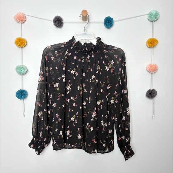 Madewell Backyard Blooms Smocked Mock Neck Top - Picture 2 of 10